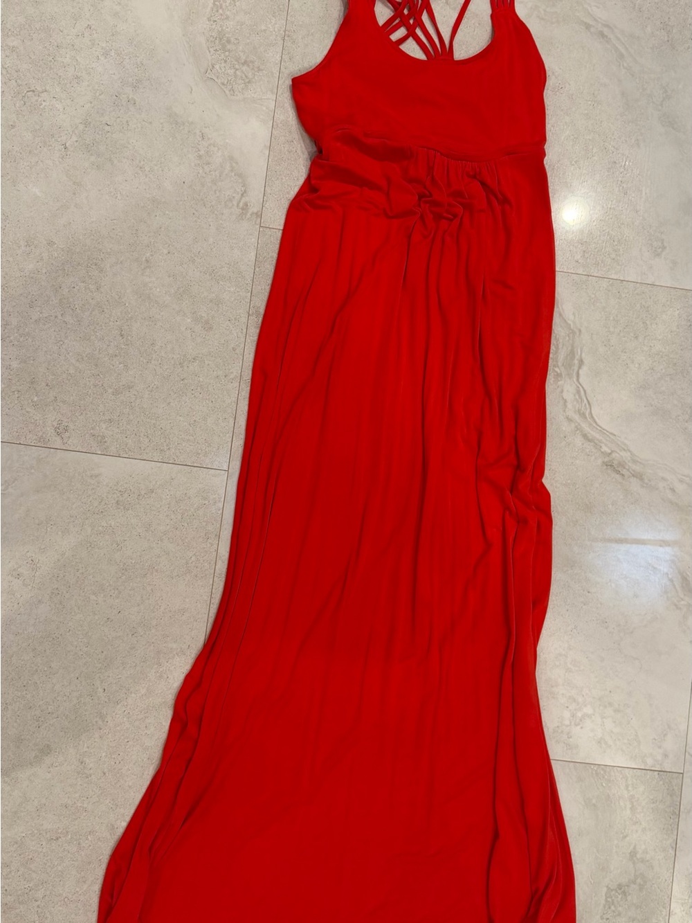 Calvin Klein Red Strappy Back Maxi Dress Size 6 - Picture 2 of 3